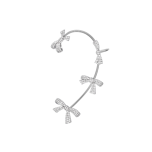 Sparkling Ribbon Ear Cuff Earring|(Sliver/Gold)