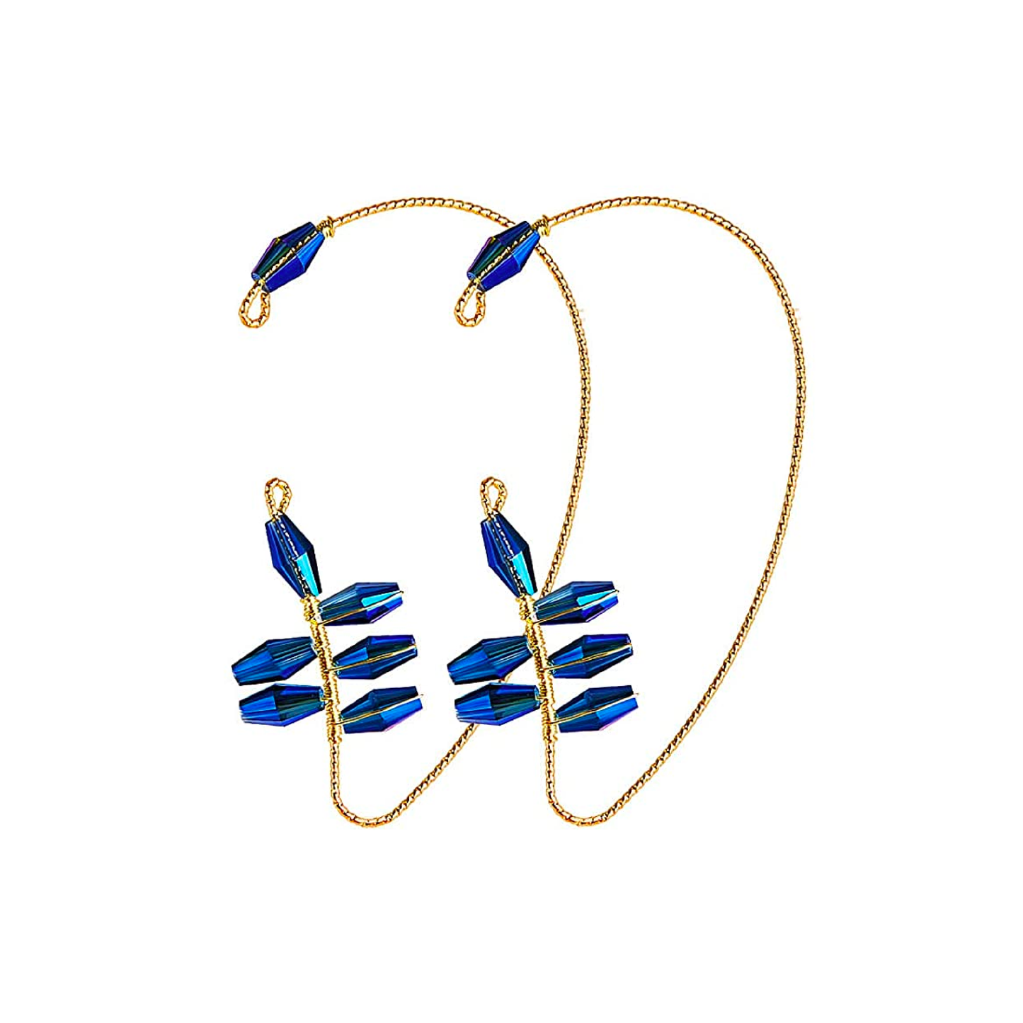 Crystal Vintage Ear Cuff Earrings|(Black/Blue/Red)