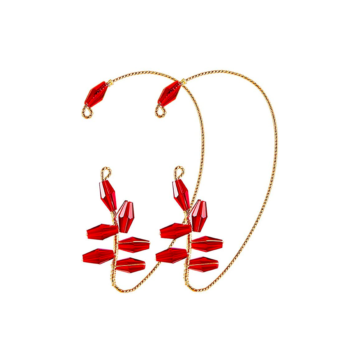 Crystal Vintage Ear Cuff Earrings|(Black/Blue/Red)