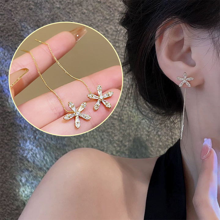 Biancat™ FloraTrim Crystal Flower Long Earrings